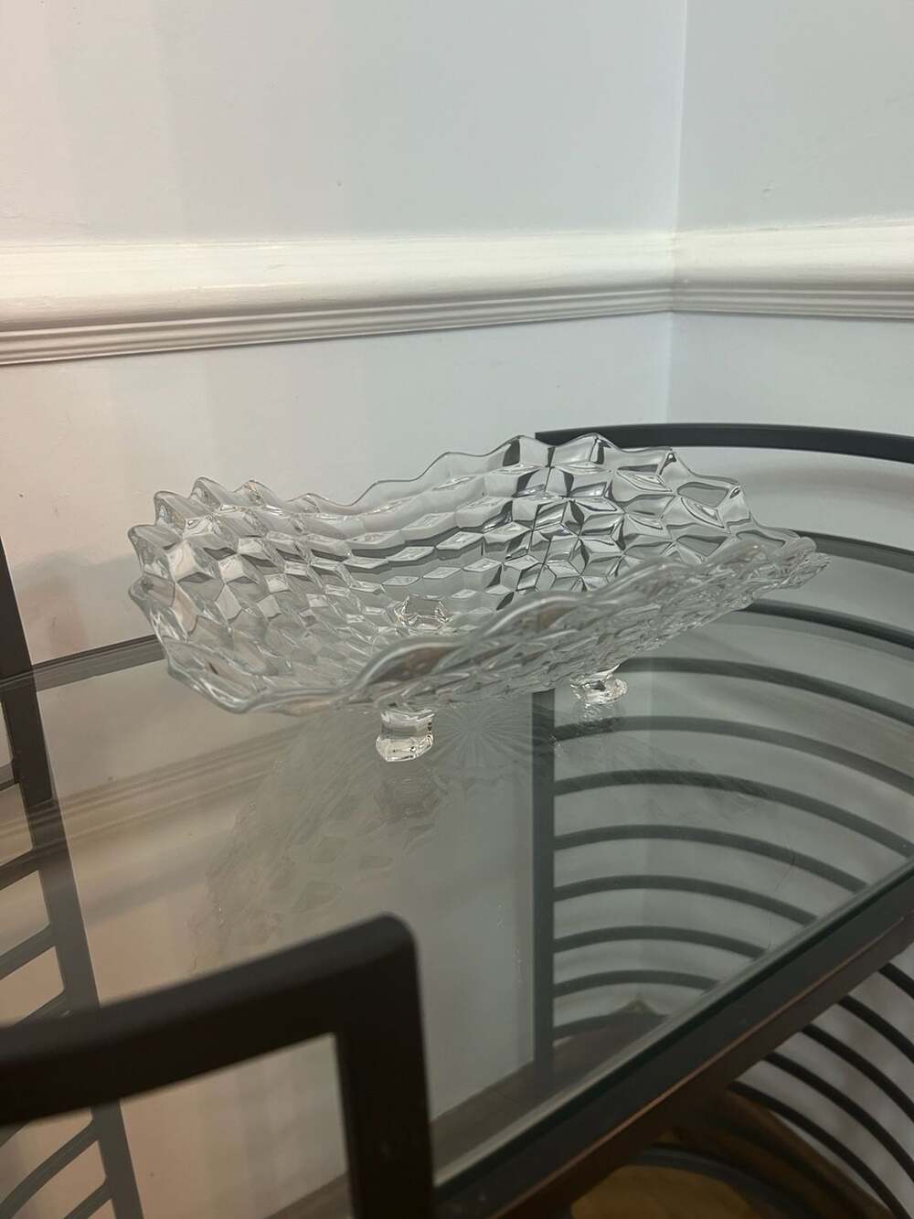 Fostoria American 3 Footed Wavy Fruit Bowl